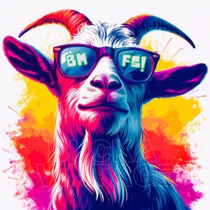Nuova arte psichedelica BMFS, Billy Goat, Capra PNG+file PNG trasparenti 300 dpi ad alta risoluzione per magliette, sublimazione, clip art o altro