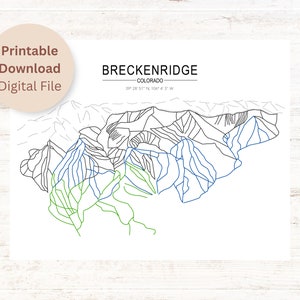 Breckenridge Loipenkarte | Skikarte | Snowboard Karte | Geschenke für Skifahrer | Ski Dekor | Geschenke für Ihn | Geschenke für Sie | Minimalistischer Druck | Ski
