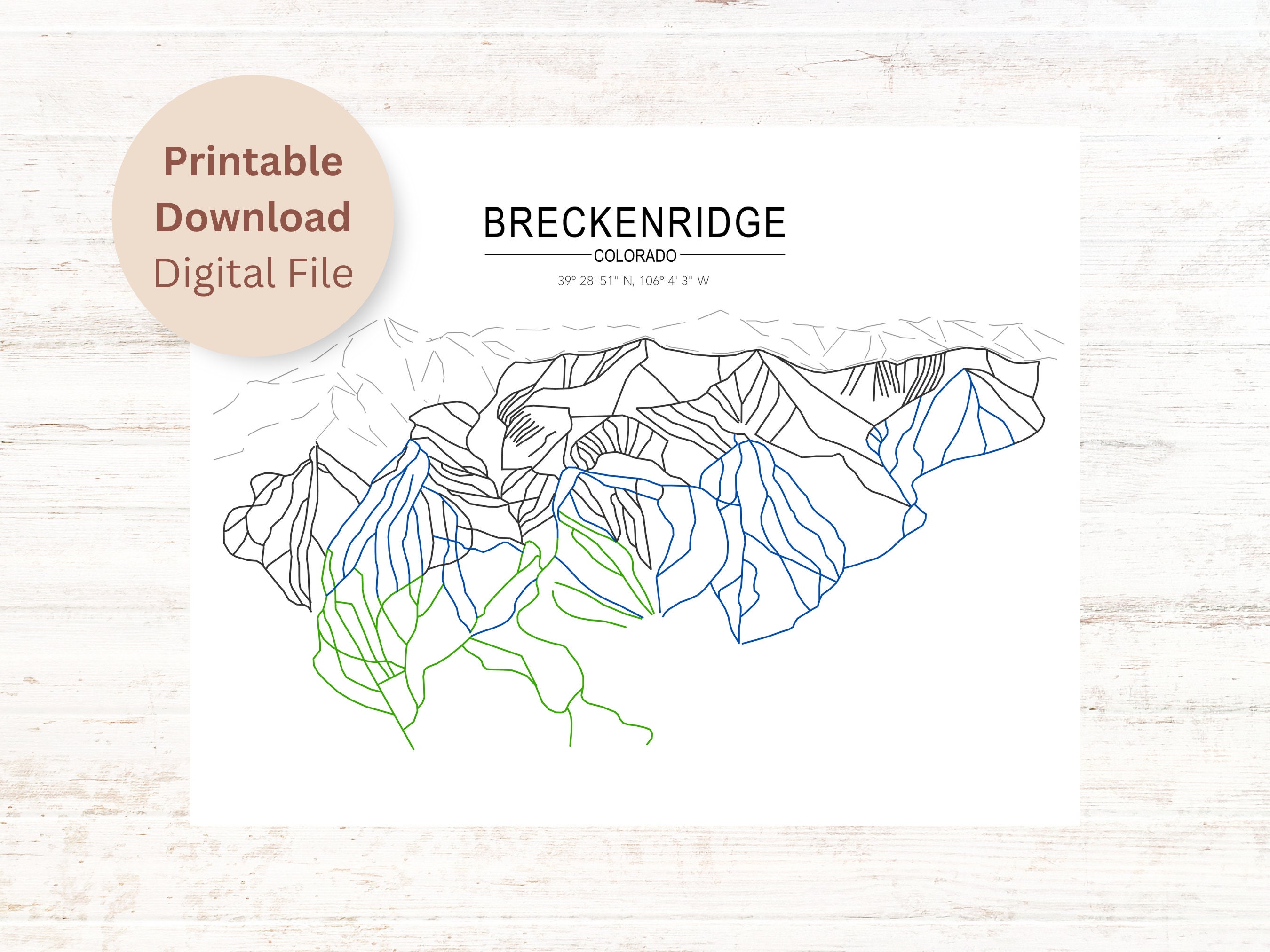 Breckenridge Ski Trail Map | Ski Map | Snowboard Map | Gifts for Skiers ...