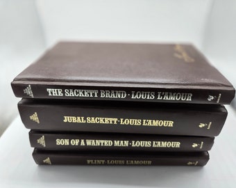 Lot von 4 Louis L'amour Lederbüchern der 1980er Jahre