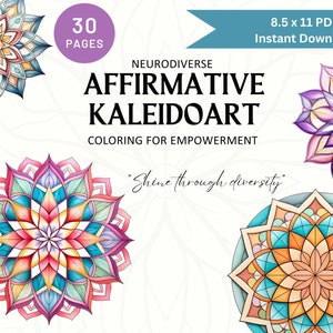 Neurodiverse Affirmative KaleidoArt Coloring Book with Positive Affirmations| Neurodiversity, ADHD Coloring book, Adult coloring book