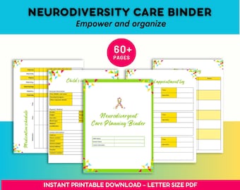Autism Care Binder Printable| ASD Child Planner, Neurodivergent printable, ADHD Weekly Planner, Autism spectrum planner, Neurodiverse to do