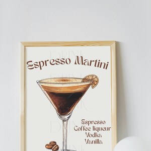 Stampa Espresso Martini – Decorazione retrò per bar, poster di ricette di cocktail, regalo per gli amanti del caffè, decorazione murale per bevande.