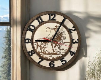 Laser Cut Cowboy Clock File: Engrave Gift SVG (Digital Download)
