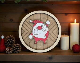 Santa Christmas Sign SVG File, 6x6 Wood Cutout (Digital Download)