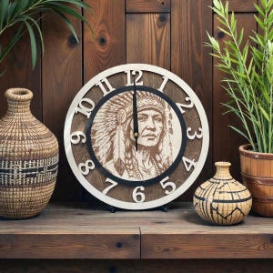 Laser Cut Indigenous Woman Clock SVG File: Engrave Gift (Digital File)