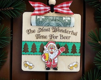 Santa Beer Money Holder Ornament  SVG File, Christmas Gift (Digital Download)