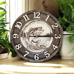 Fish and Lake Clock Laser Cut File: Engrave SVG (Digital File)