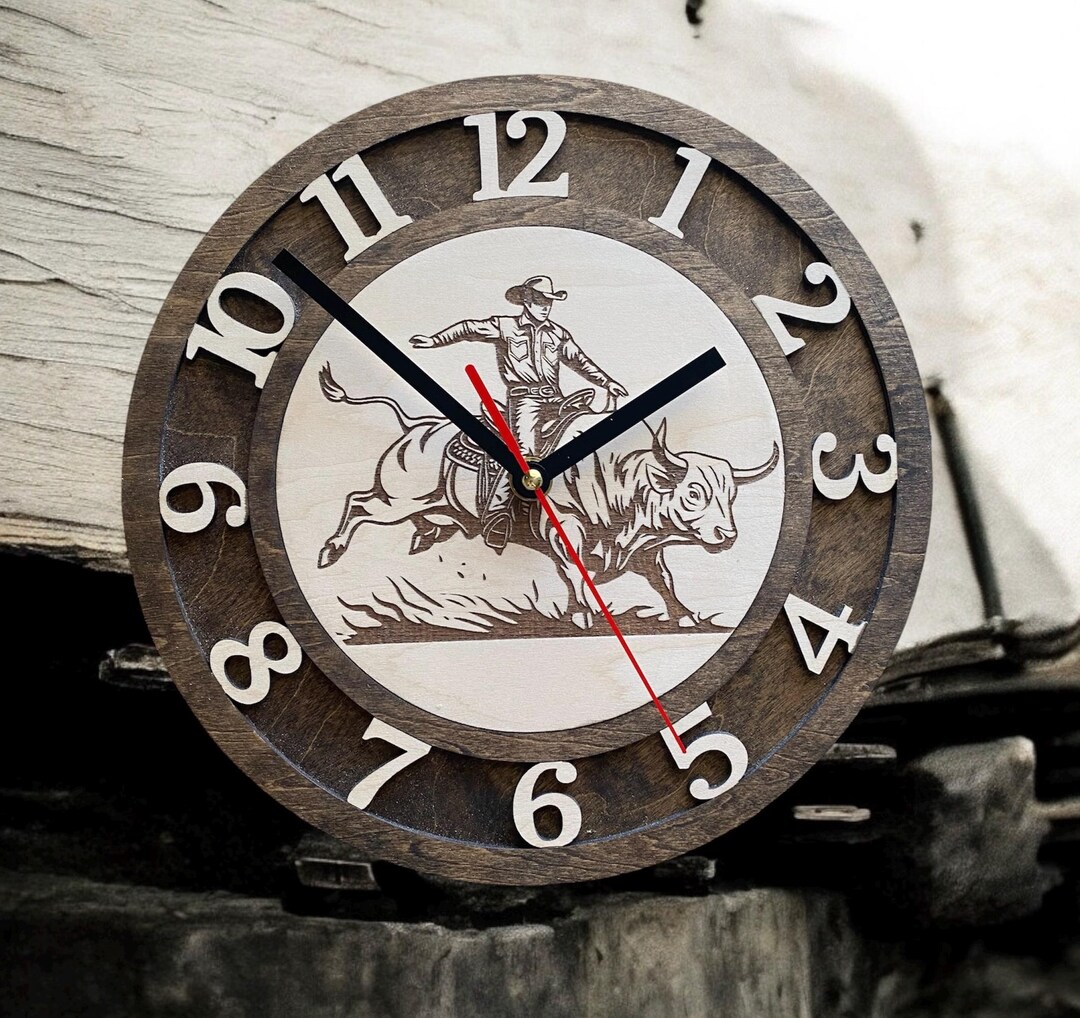 Bull Rider Clock SVG File: Laser Cut Design (digital Download) - Etsy