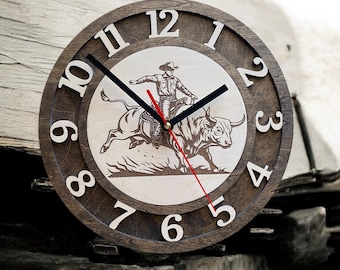 Bull Rider Clock SVG File: Laser Cut Design (Digital Download)