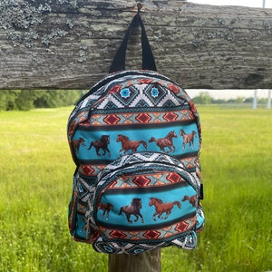 Western Horse Mini Backpack, Aztec Mini Backpack, Personalized Backpack, Horse Backpack, Toddler Backpack, Western Bag, Personalized Gift image 4