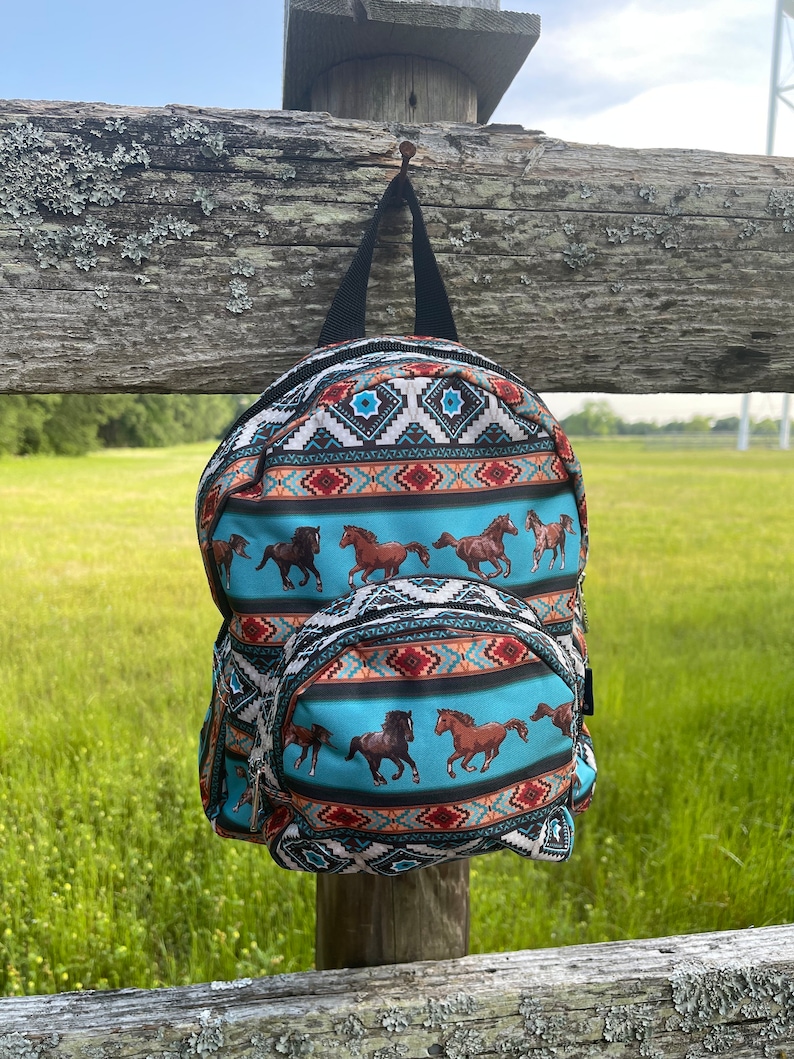 Western Horse Mini Backpack, Aztec Mini Backpack, Personalized Backpack, Horse Backpack, Toddler Backpack, Western Bag, Personalized Gift image 4