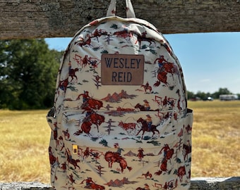 Cowboy Backpack,Western Backpack, Cowboy School Bag,Rodeo Backpack, Western Cowboy,Personalized Backpack,Personalized Bag,Mini,Midsize Bag