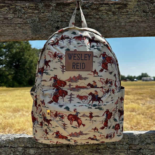 Cowboy Backpack,Western Backpack, Cowboy School Bag,Rodeo Backpack, Western Cowboy,Personalized Backpack,Personalized Bag,Mini,Midsize Bag
