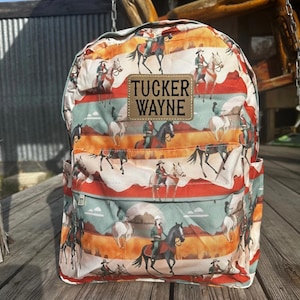 Sac à dos cowboy, sac à dos western, cartable cowboy, sac à dos rodéo, cowboy western, sac à dos personnalisé, sac personnalisé, mini, sac moyen