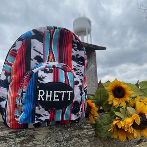 Serape Cow Print Mini Backpack, Personalized Backpack, Personalized Gift, Cow Print Purse, Western Backpack, Mini Backpack, Cow Print,NGIL,