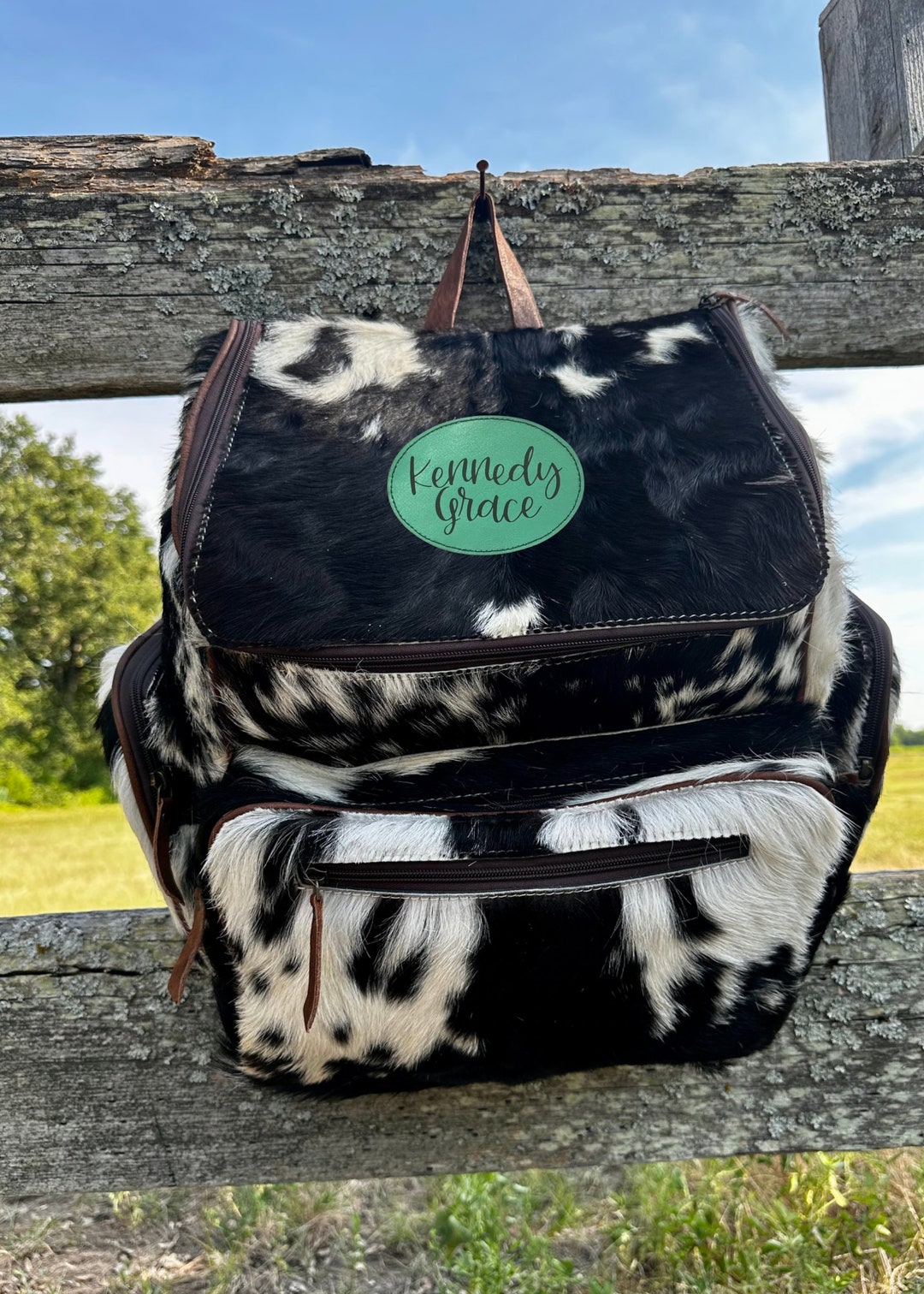 Cowhide Diaper Bag, Western Diaper Bag, Leather Backpack, Leather