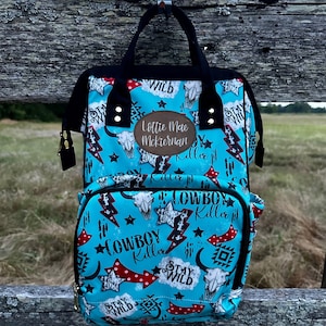 CLEARANCE** Cow Backpack,Personalized Bag,Cow Diaper Bag,Highland Cow Backpack Cow Backpack,Cow Diaper Bag,Turquoise Diaper Bag