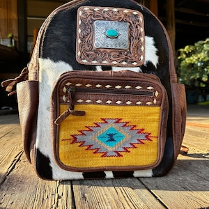 Cowhide Backpack, Western Backpack,Leather Backpack,Leather Backpack Purse,Cowhide Leather Backpack, Western Purse, Genuine Leather, Cowhide