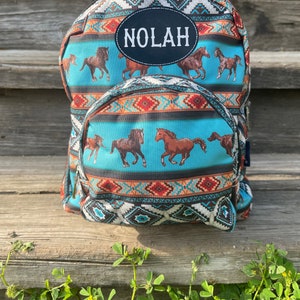 Western Horse Mini Backpack, Aztec Mini Backpack, Personalized Backpack, Horse Backpack, Toddler Backpack, Western Bag, Personalized Gift image 1