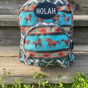 Western Horse Mini Backpack, Aztec Mini Backpack, Personalized Backpack, Horse Backpack, Toddler Backpack, Western Bag, Personalized Gift image 1