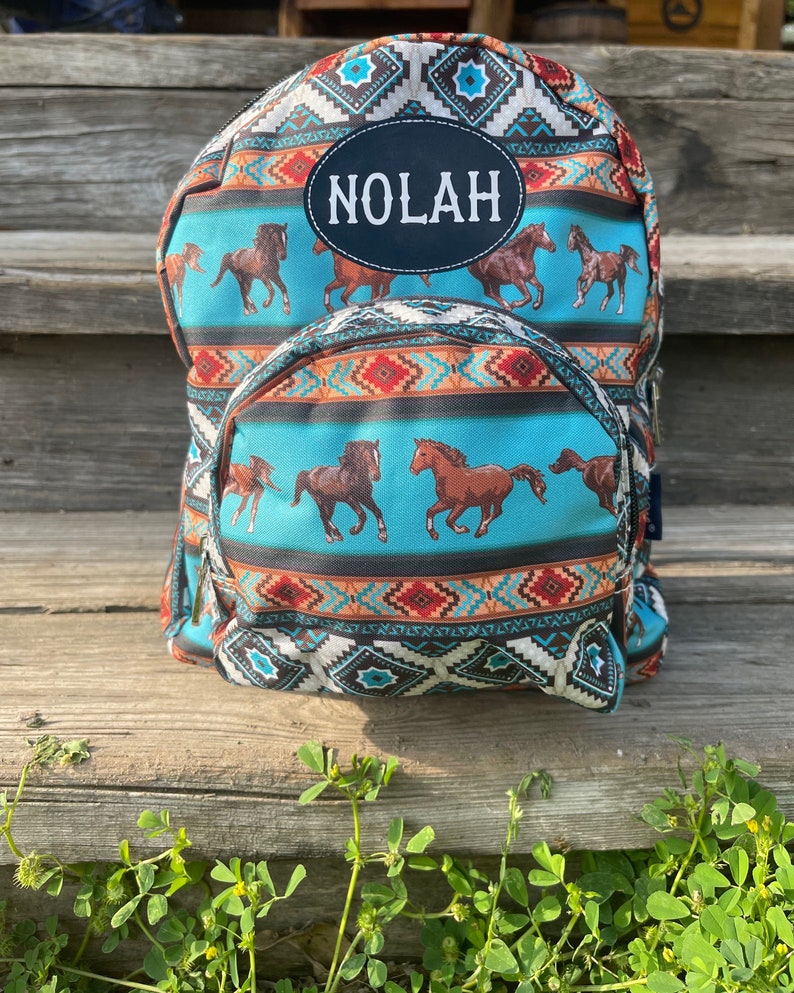 Western Horse Mini Backpack, Aztec Mini Backpack, Personalized Backpack, Horse Backpack, Toddler Backpack, Western Bag, Personalized Gift image 1