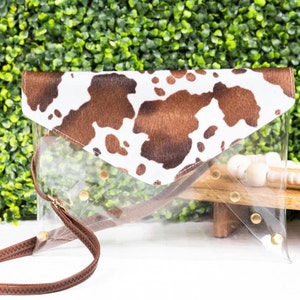 Clear Brown Old Cow Fashion Stadium Cross Body Bag