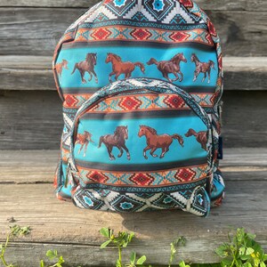 Western Horse Mini Backpack, Aztec Mini Backpack, Personalized Backpack, Horse Backpack, Toddler Backpack, Western Bag, Personalized Gift image 3