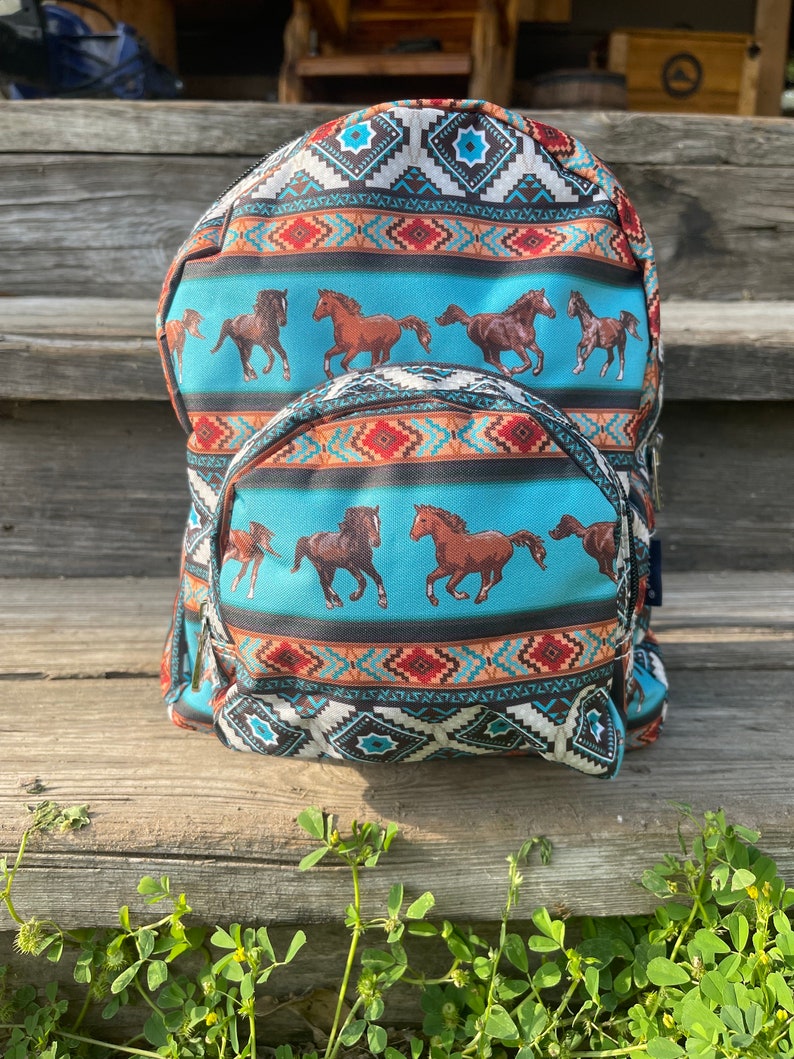 Western Horse Mini Backpack, Aztec Mini Backpack, Personalized Backpack, Horse Backpack, Toddler Backpack, Western Bag, Personalized Gift image 3