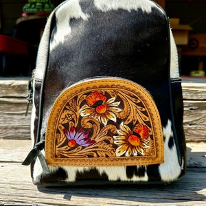 Leather Backpack Women, Leather Backpack Purse, Leather Backpack, Western Purse, Small Leather Backpack, Cowhide Backpack, Cowhide Purse