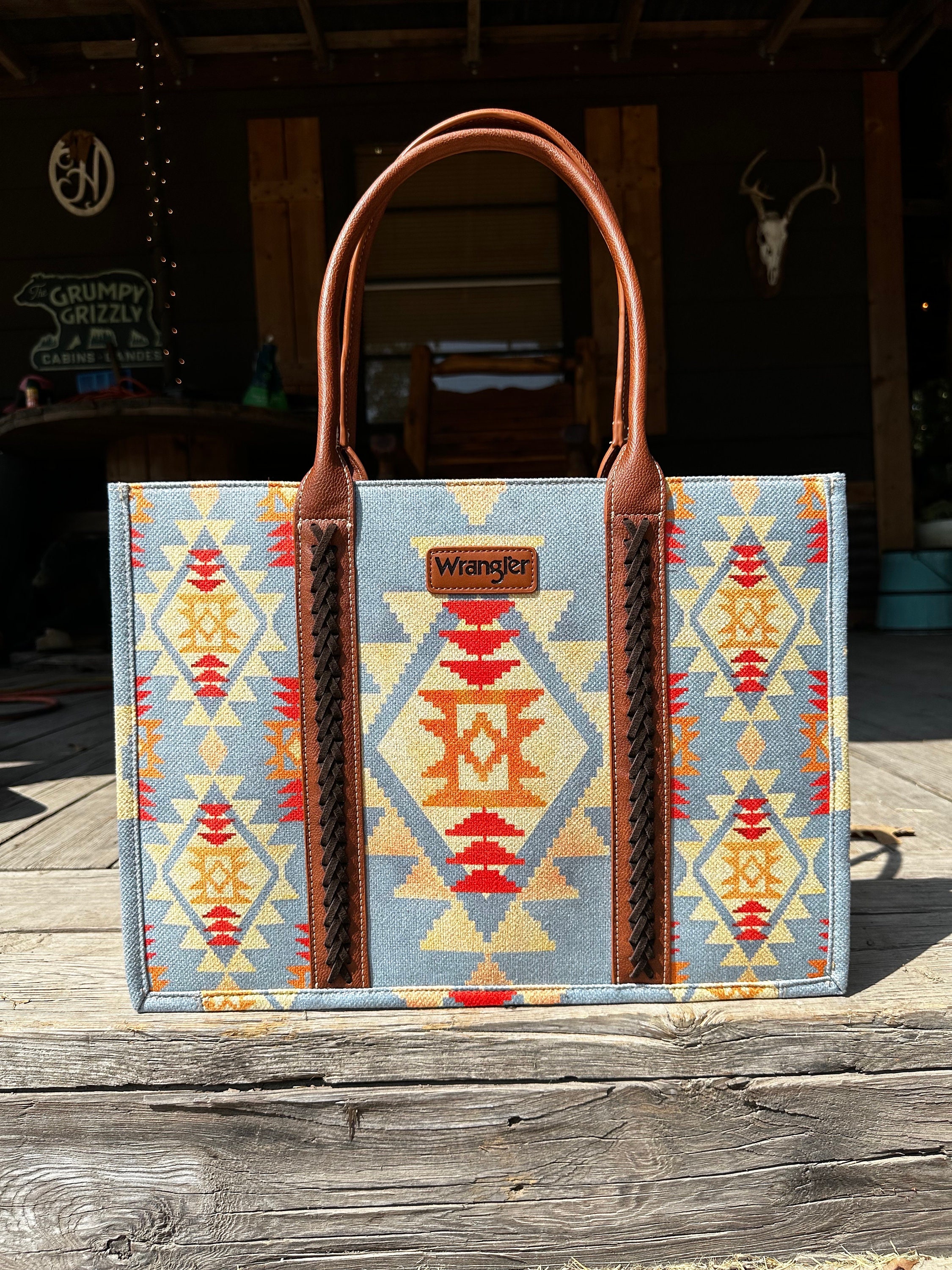 The viral Wrangler tote in turquoise is everything! #wrangler #wrangle