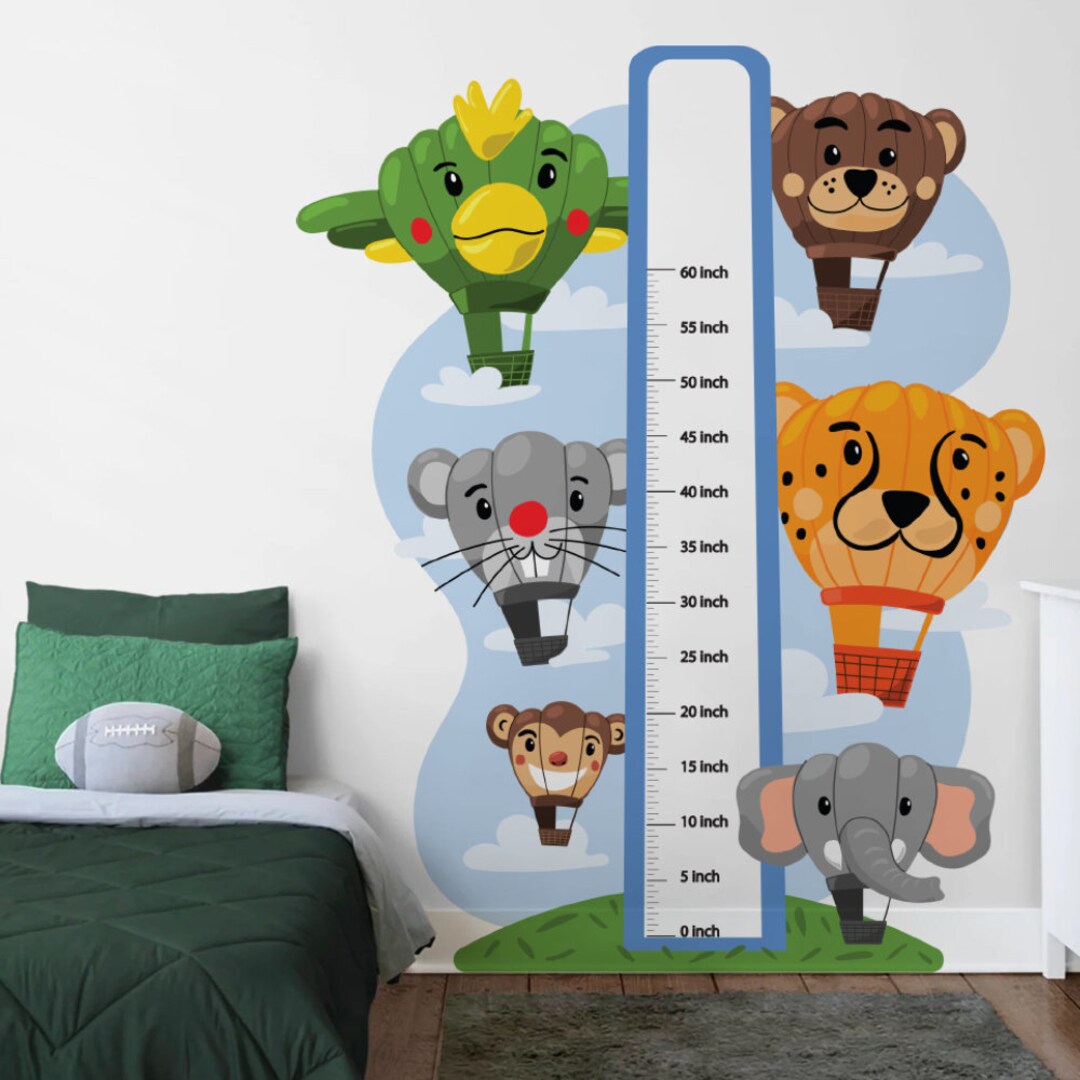 Animals Height Chart Vinyl Sticker Kids Growth Chart Decal Etsy