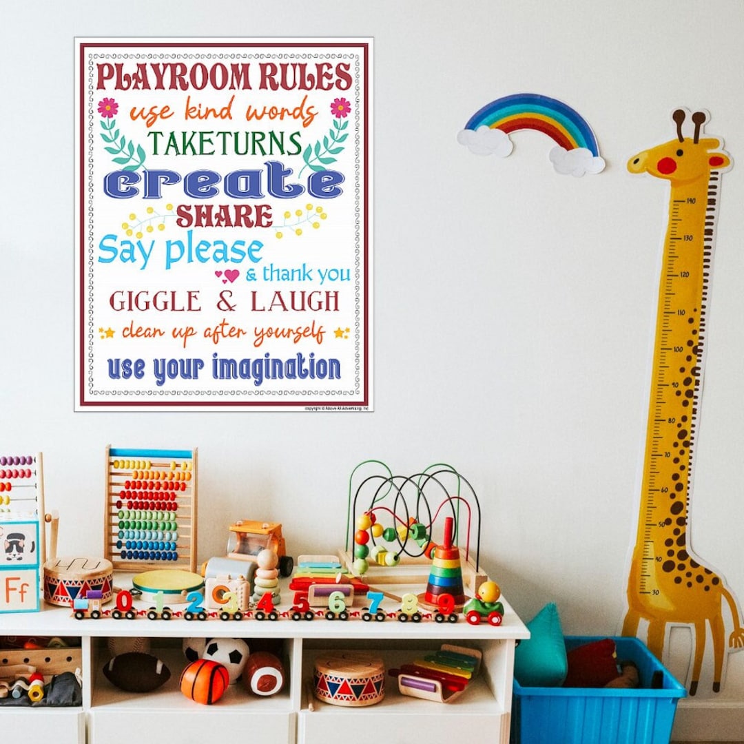 Playroom Rules Chart for Kids Learning, School Poster, School Classroom ...