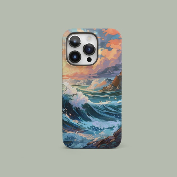 Summer Ocean Wave Design Phone Case fit for iPhone 15 Pro Max, 14, 13, 12, 11 | Available for most of Pro, Pro Max and Mini iPhone Models