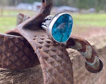 Genuine Dry Creek Turquoise set in Sterling Silver Ring Size 7