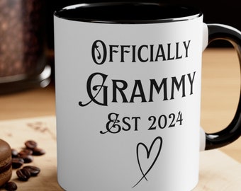 New Grammy Gift - Officially Grammy Est 2024 Mug Gift For Grandma Coffee Mug New Baby Birth Announcement