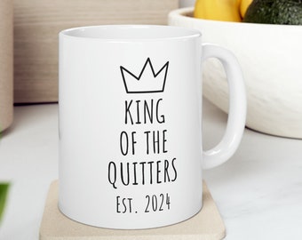 Funny Retirement Gift For Him Coffe Mug - King Of The Quitters Ceramic Mug For Retired Coworker Friend Dad Grandpa
