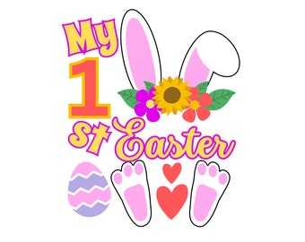 My First Easter SVG and PNG files design, Baby Girl Bunny Ears, baby grow, cricut, silhouette studio, svg cut file,