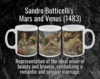 Valentine Gift For Her And Him, Sandro Botticelli's Mars and Venus (1483) romantic painting. Gift for wife husband boyfriend girlfriend