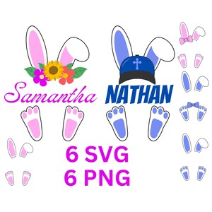 Osterhasen Ohren und Füße SVG PNG Grafikdesigns zum Drucken, Cricut Silhouette, Vinylschnitt, Bügelbild