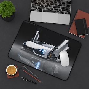 Tappetino da scrivania Lamborghini, tappetino per mouse da gioco automobilistico, arredamento da ufficio per appassionati di auto, elegante accessorio da scrivania, regalo per lui