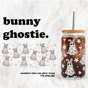 Lapin Ghostie Spooky Pâques SVG pour pellicule de verre UV DTF 16 oz | Téléchargement numérique