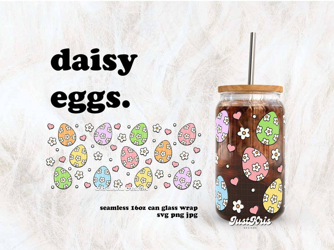 Daisy Easter Eggs SVG for UV DTF 16oz Can Glass Wrap | Digital Download ...