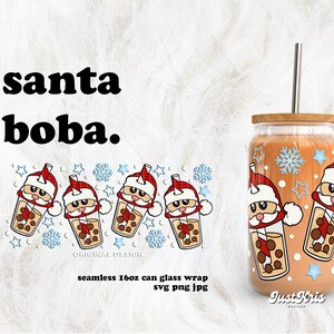 Santa Boba Christmas SVG for UV DTF 16oz Can Glass Wrap | Digital Download