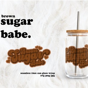 Brown Sugar Babe Black History Month SVG for UV DTF 16oz Can Glass Wrap | Digital Download