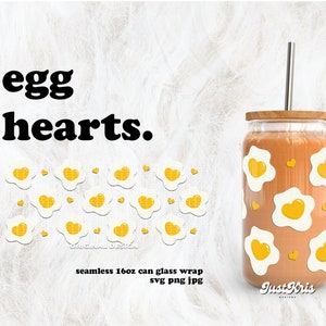 Coeurs d'oeufs Saint-Valentin SVG pour pellicule de verre pour boîte de conserve UV DTF de 16 oz | Téléchargement numérique