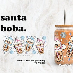 Santa Boba Weihnachten SVG für UV DTF 16 Unzen kann Glas wickeln | Digitaler Download