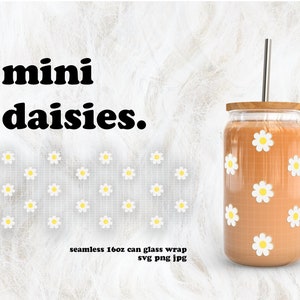 Mini Daisies SVG for UV DTF 16oz Can Glass Wrap | Digital Download