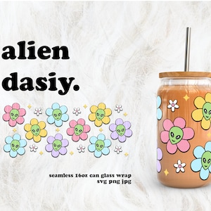 Alien Daisy SVG pour pellicule de verre UV DTF 16 oz | Téléchargement numérique