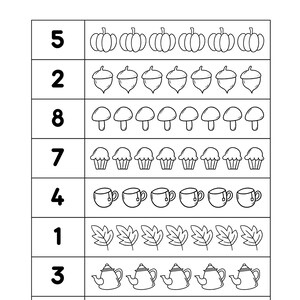 Fall Activity Sheet - Toddlers - Kids - Count & Color